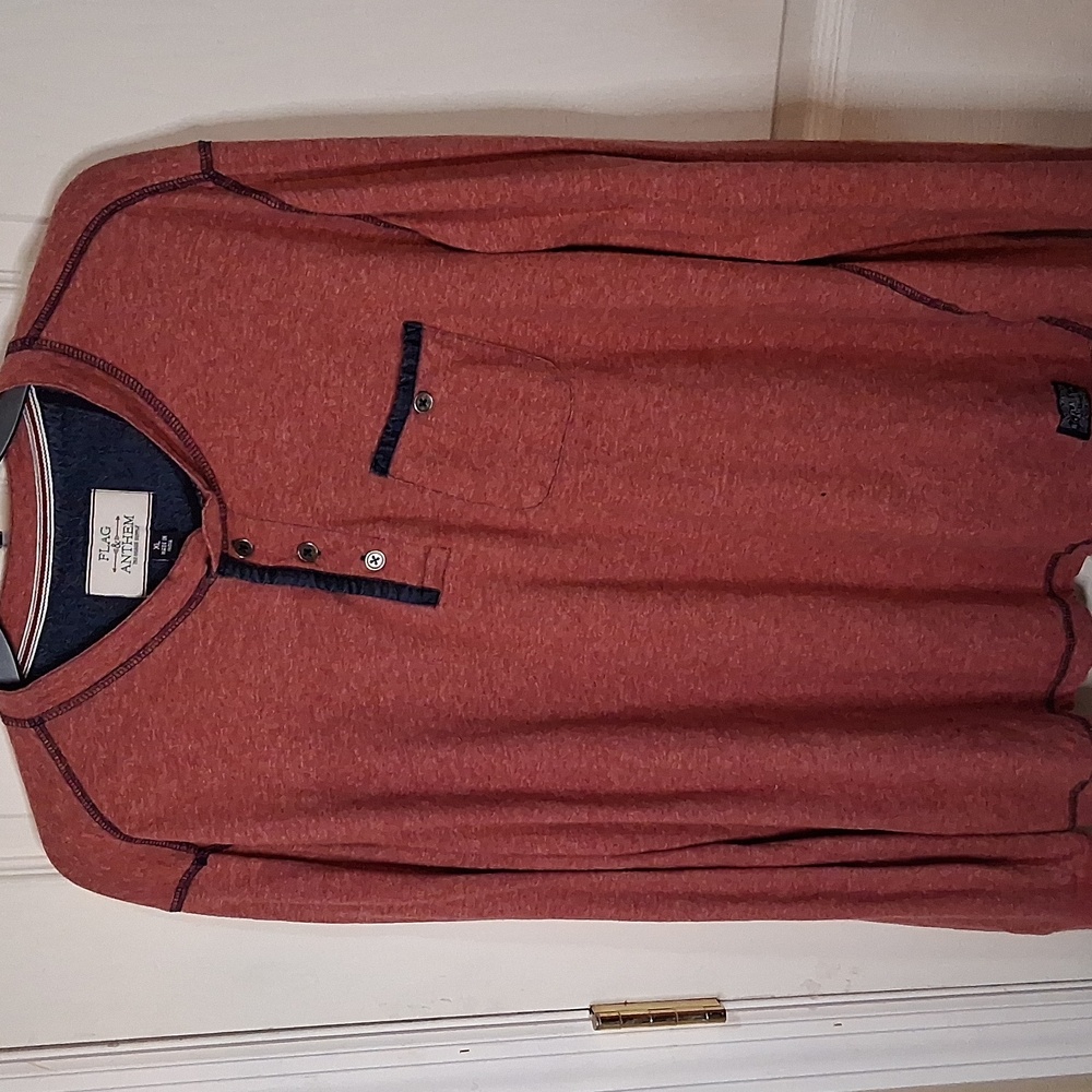 Flag & Anthem Red Long Sleeve Tee Mens Shirt Size XL